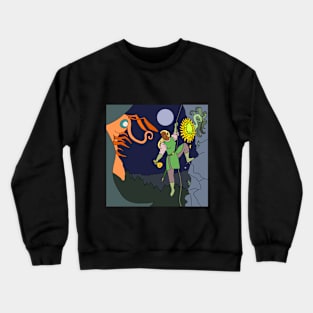 Illaria meets the giant moth. While rockclimbing. At night. Crewneck Sweatshirt